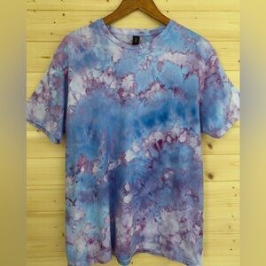NEW Unisex GILDAN Large Unique Ice Tie-Dye Soft Style T-Shirt Periwinkle